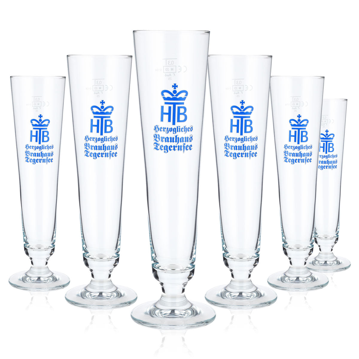 Lot de 6 verres à bière HB Tegernsee de 0,3 l, verres à pils, ancien logo, verres à bière en forme de coupe (lot de 6)