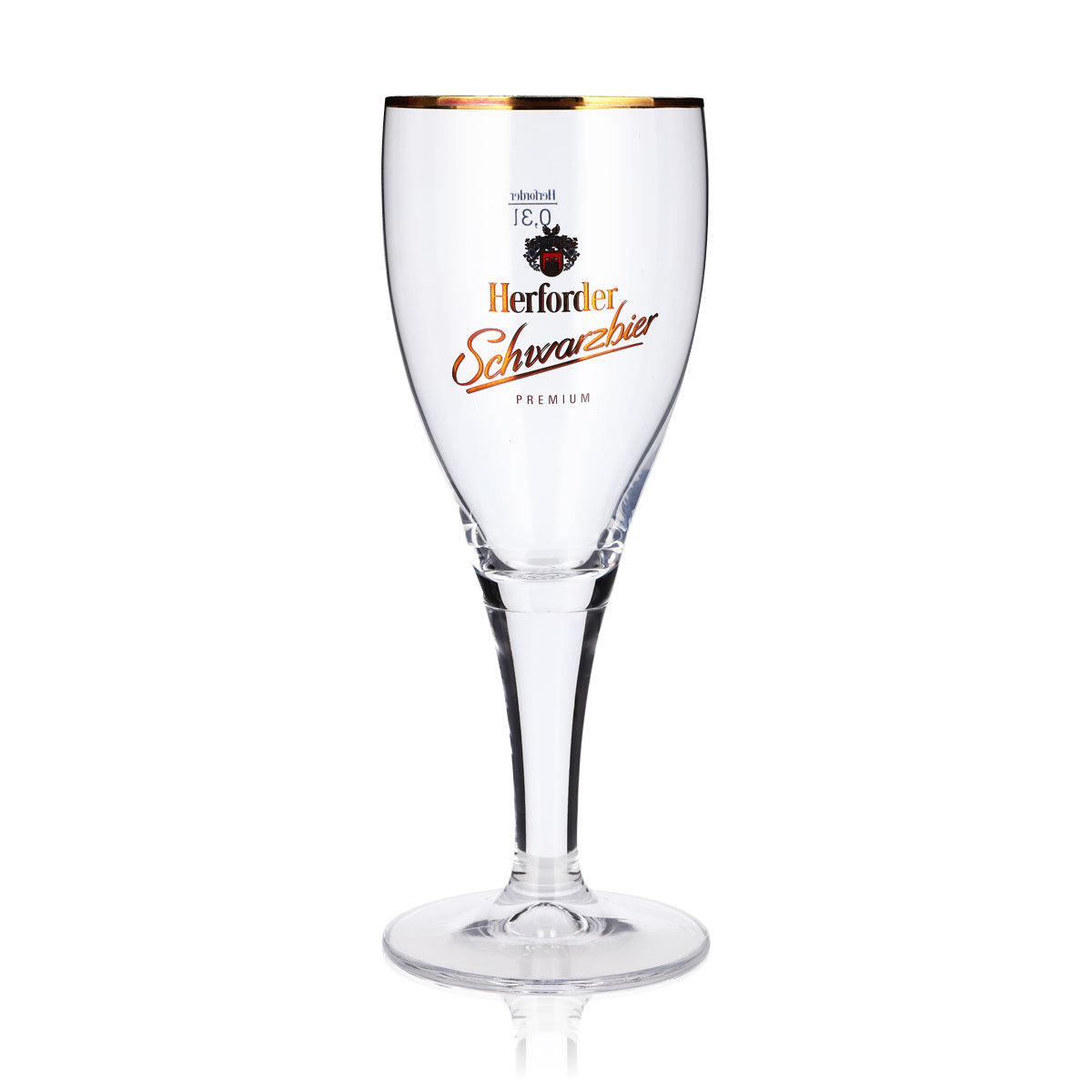 Lot de 6 verres à bière de la brasserie Herforder, 0,3 l, forme calice, bord doré, verre à bière brune – Vue 2