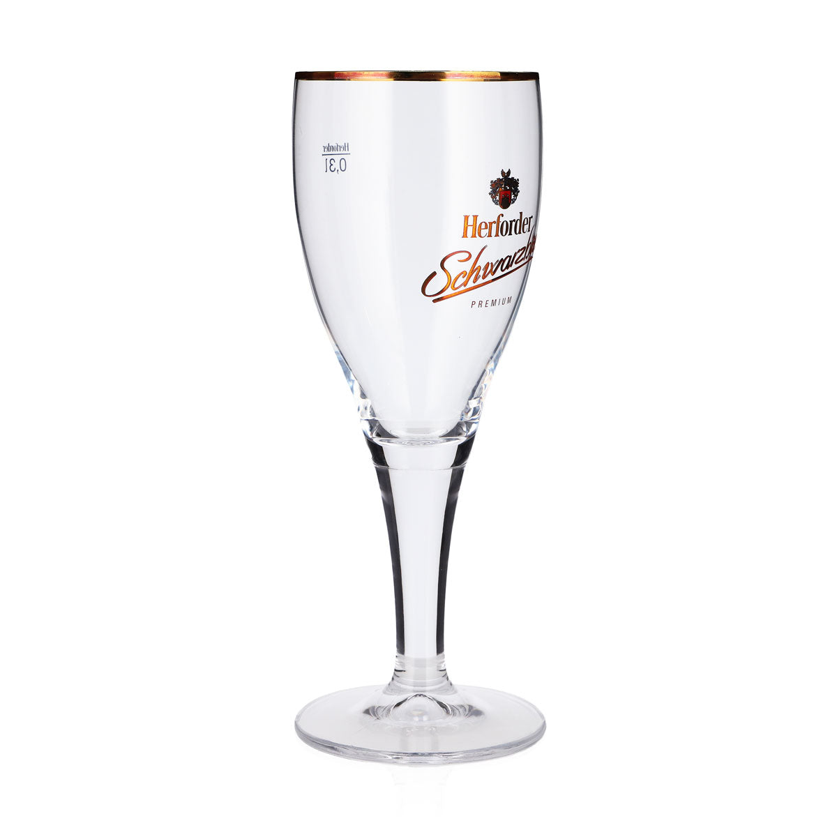 Lot de 6 verres à bière de la brasserie Herforder, 0,3 l, forme calice, bord doré, verre à bière brune – Vue 3