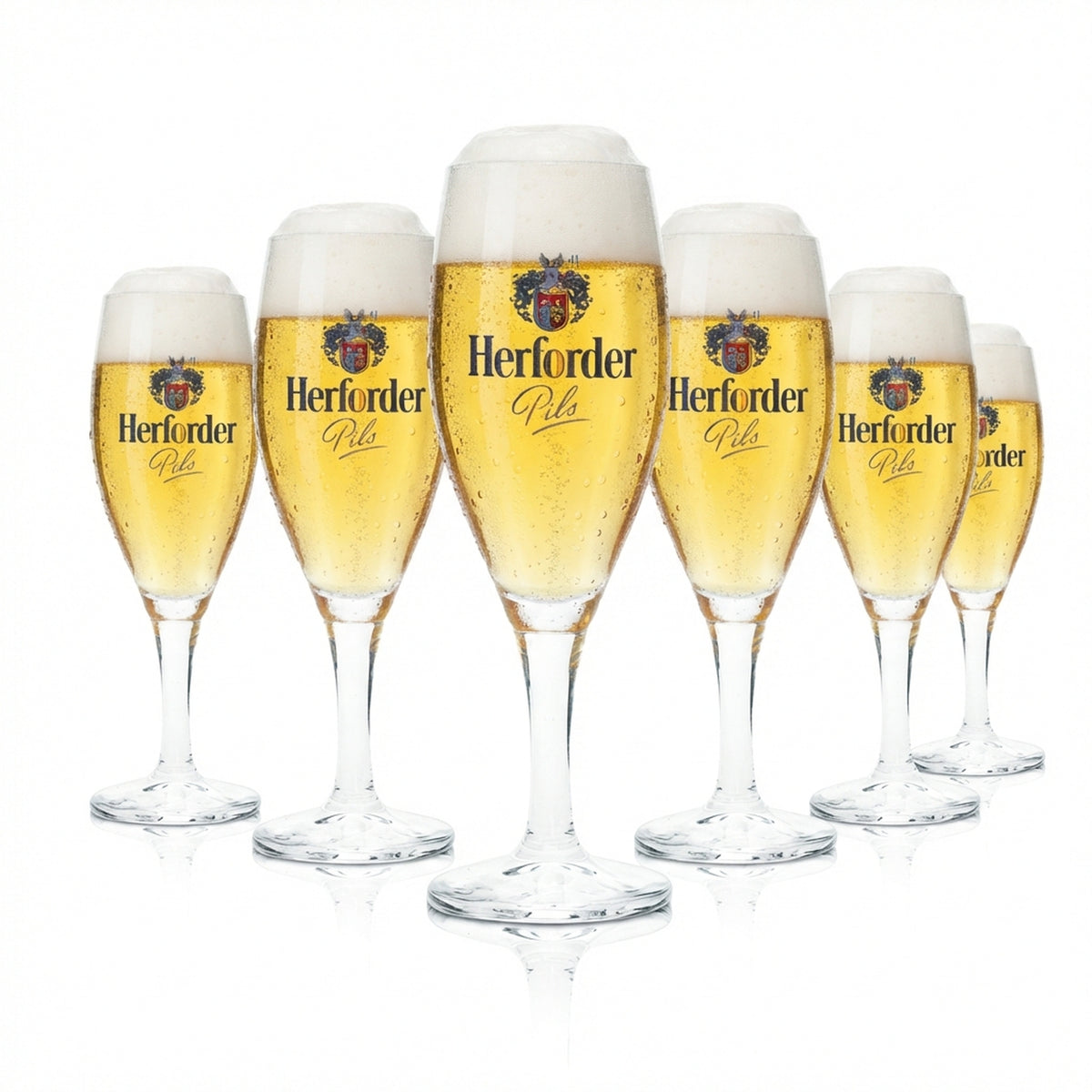 6 verres à bière Herforder Pils 0,2 l, verres tulipes Imperial Sahm, brasserie Beer