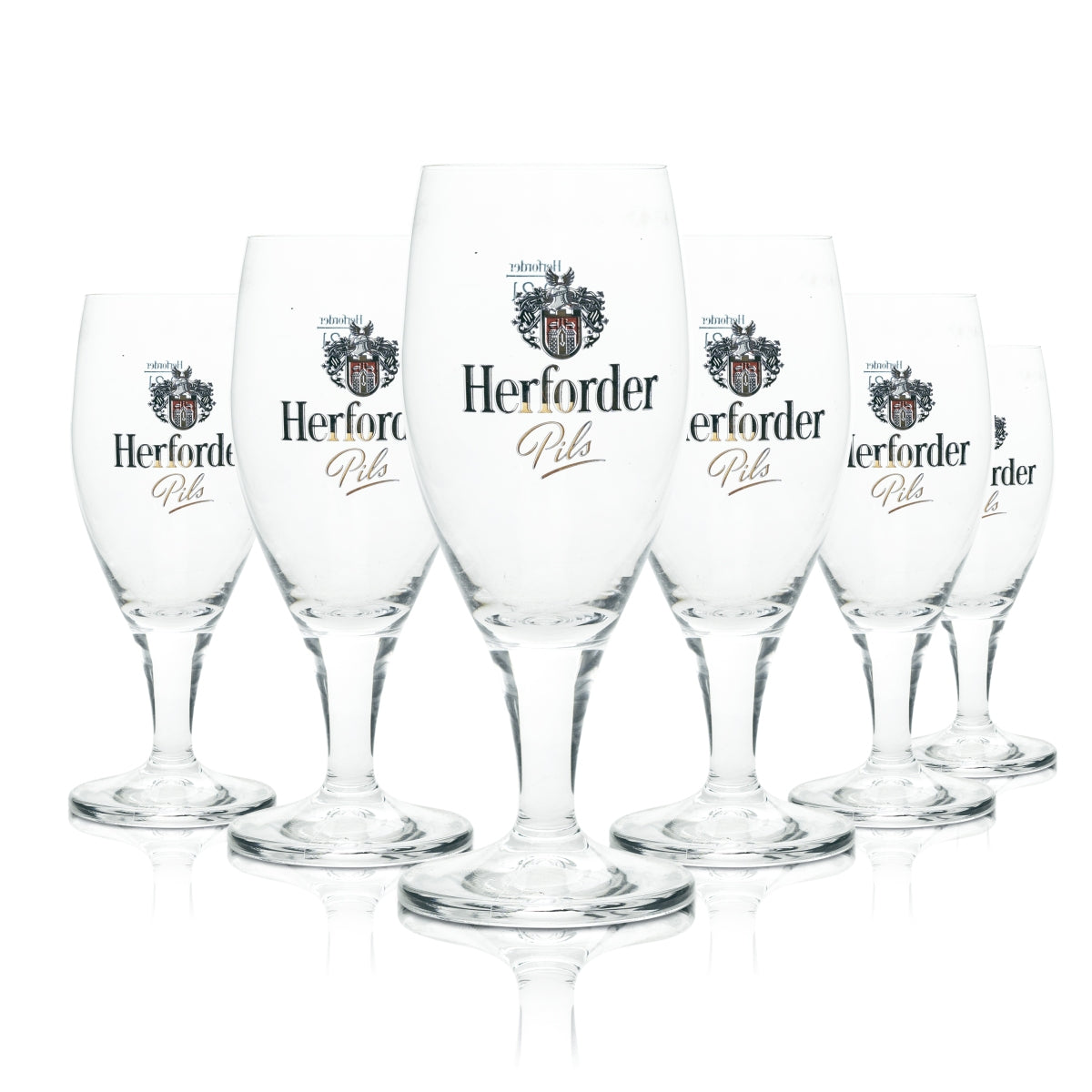 6 verres à bière Herforder Pils 0,2 l, forme tulipe, Jupiter Rastal, verres à pied, brasserie Beer