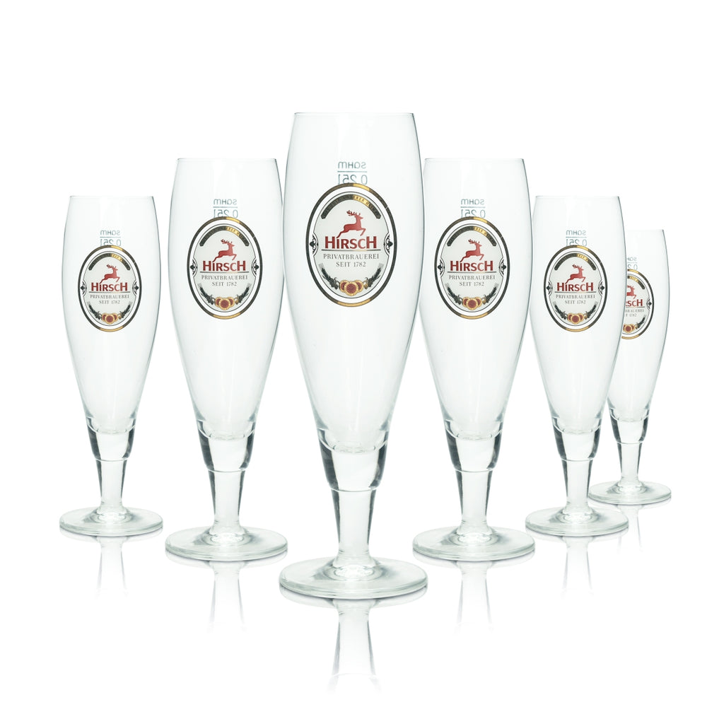 6 verres à bière Hirsch Bräu 0,25 l Alba Pokal Pils verres tulipe à pied Beer Bar