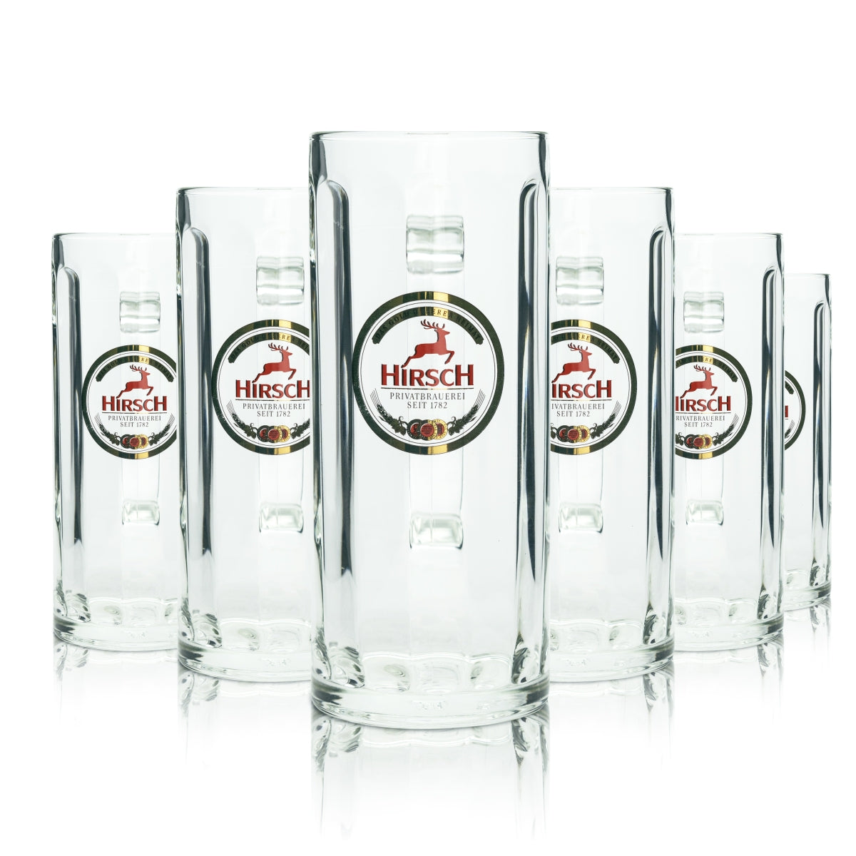 6 verres à bière Hirsch Bräu 0,5 l, chopes Rastal, verres à bière, verres à pils