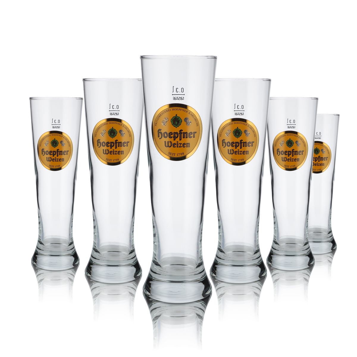 6 verres Hoepfner 0,3 l Verres à bière blanche Verres à bière blanche Set de verres Brasserie Karlsruhe