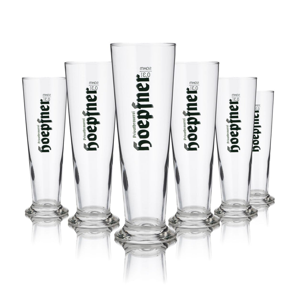 6 verres Hoepfner 0,3 l Pokal Szeneglas Tulpe, lot de verres à bière, brasserie Karlsruhe