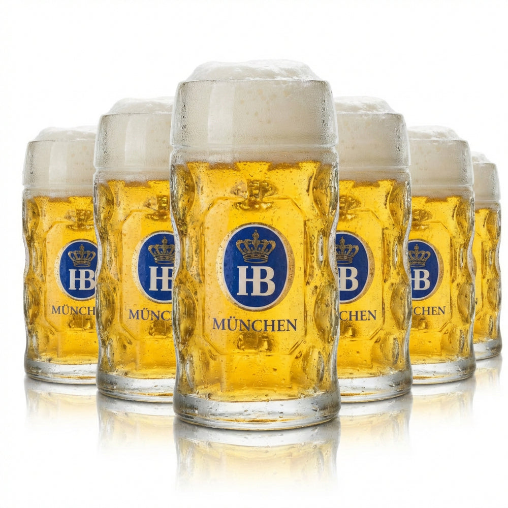 6x Verre à bière Hofbräuhaus Munich 0,3 l Chope HB Verre profilé Verres à bière Seidel Set Verres Brasserie