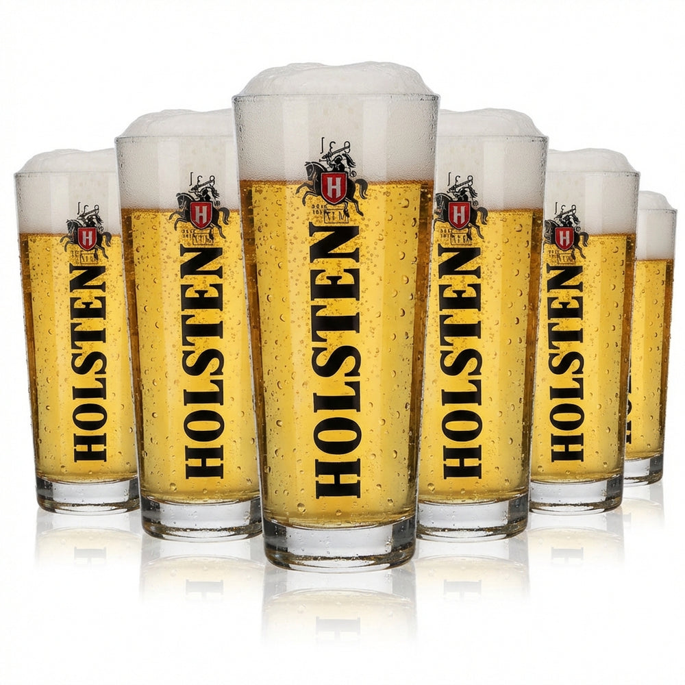 6 verres Holsten 0,3 l Willi Becher Frankonia Pils, lot de verres à bière, brasserie, restauration