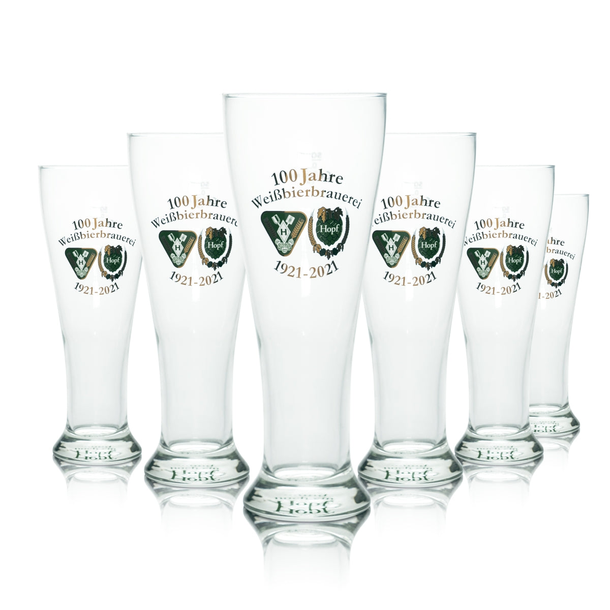 6 verres à bière Hopf 0,5 l, édition spéciale anniversaire 100 ans de brassage
