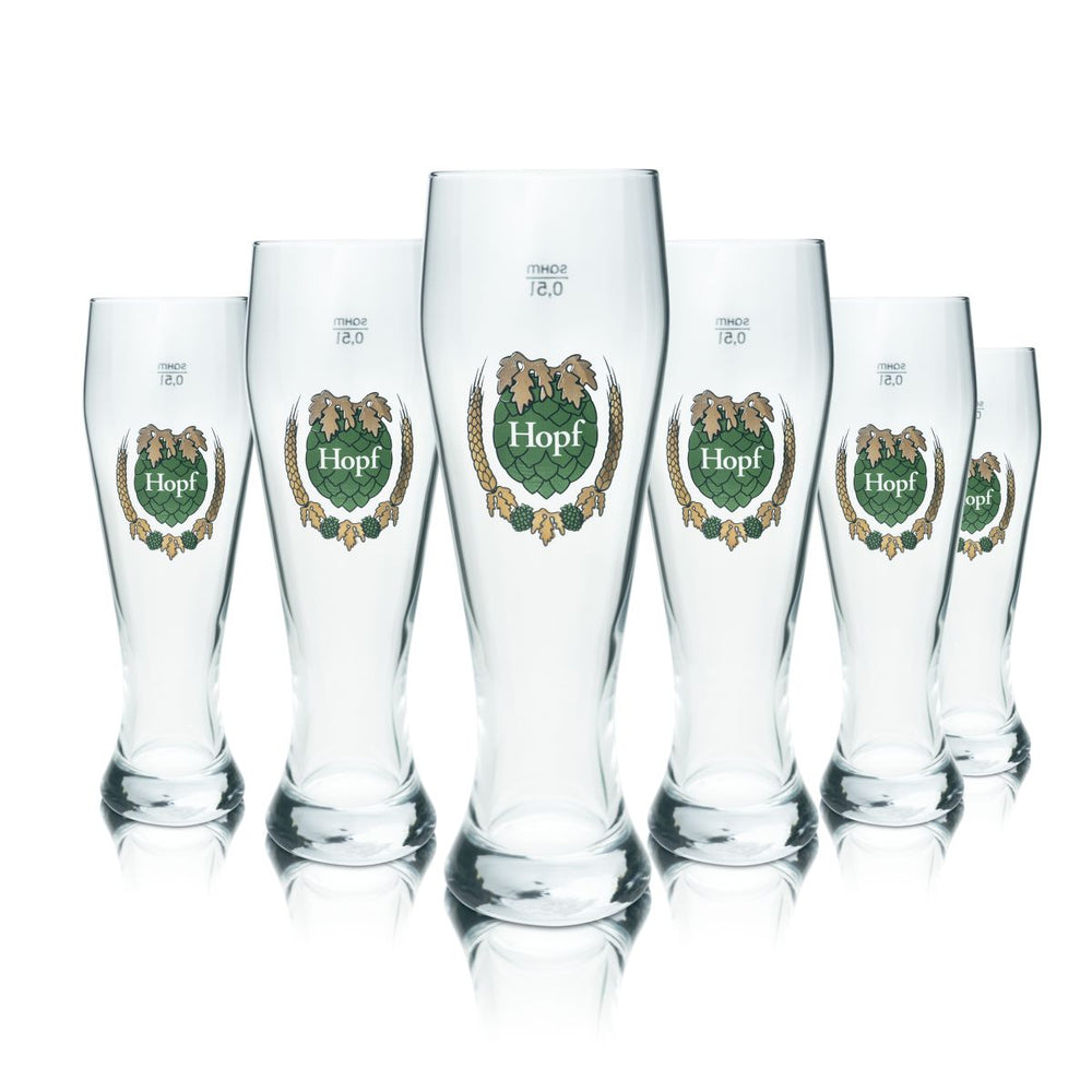 6 verres Hopf 0,5 l Verres à bière blanche Verres à bière blanche Verres de brasserie bavaroise Set de verres
