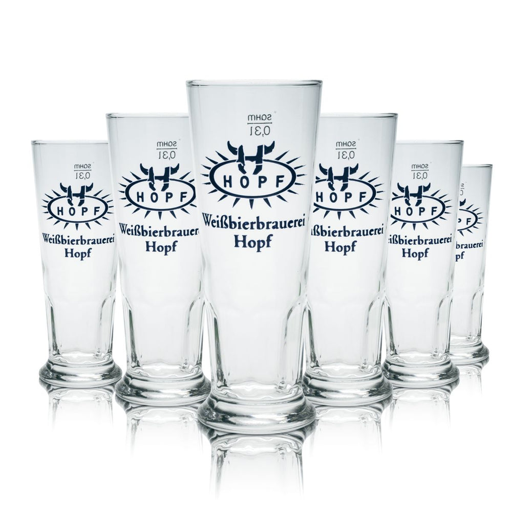 6 verres à bière blanche Hopf 0,3 l, verres à bière Hefeweizen, set de verres, brasserie Gastro Eiche