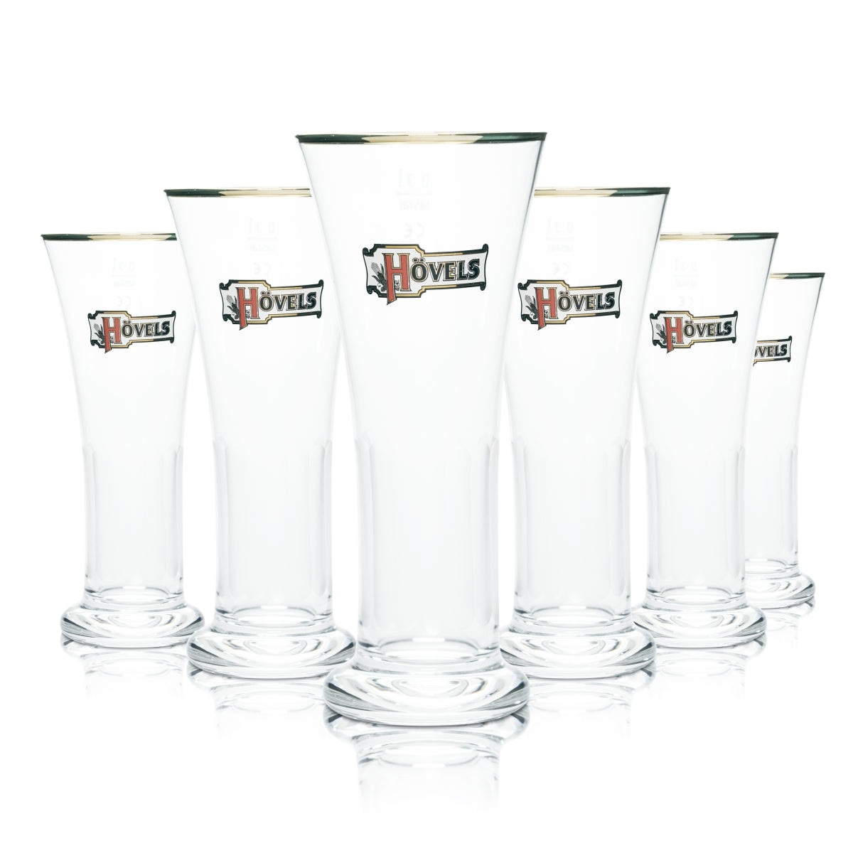 6x verres Hövels 0,3 l, coupe à bière, bord doré, verres Viktoria, brasserie Dortmund
