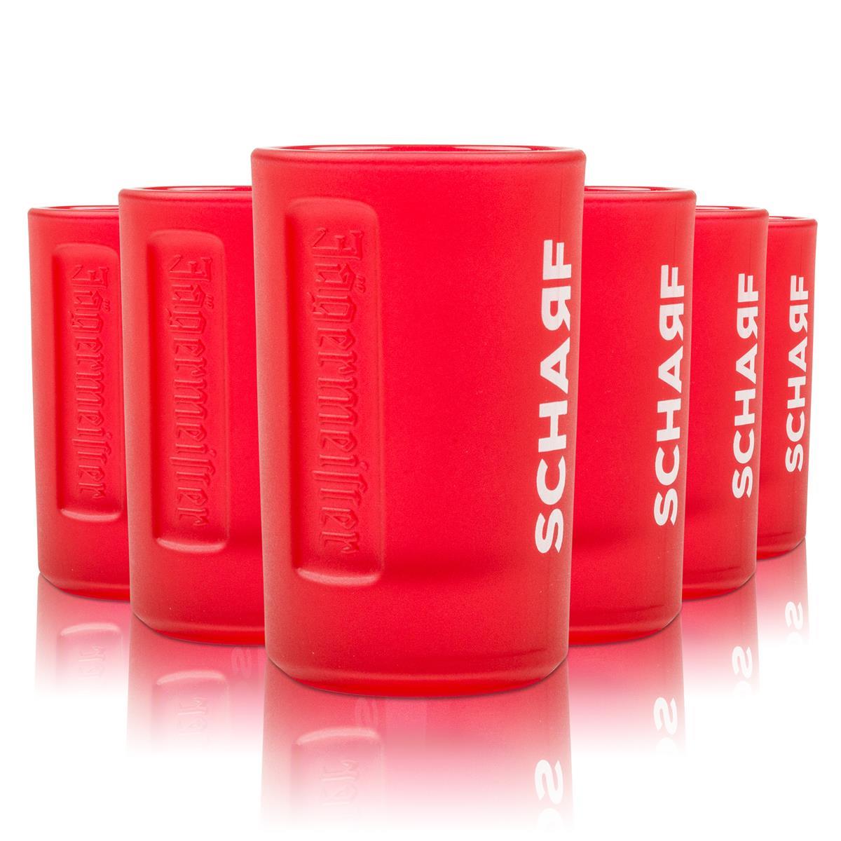 6 verres à liqueur Jägermeister Scharf Hot Ginger 2 cl - Verres à shot rouges édition spéciale