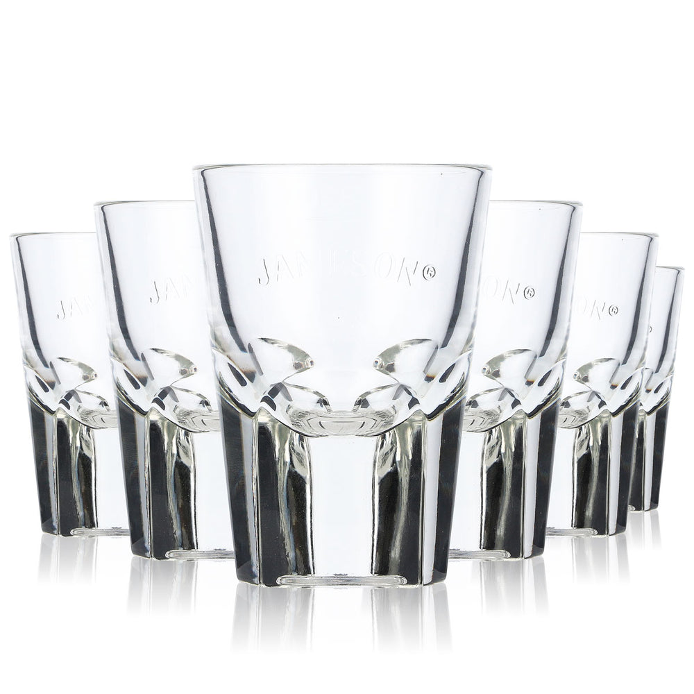 6x Jameson Whiskey Verre à shot Stamper Court 2 cl/4 cl Relief Fond triangulaire