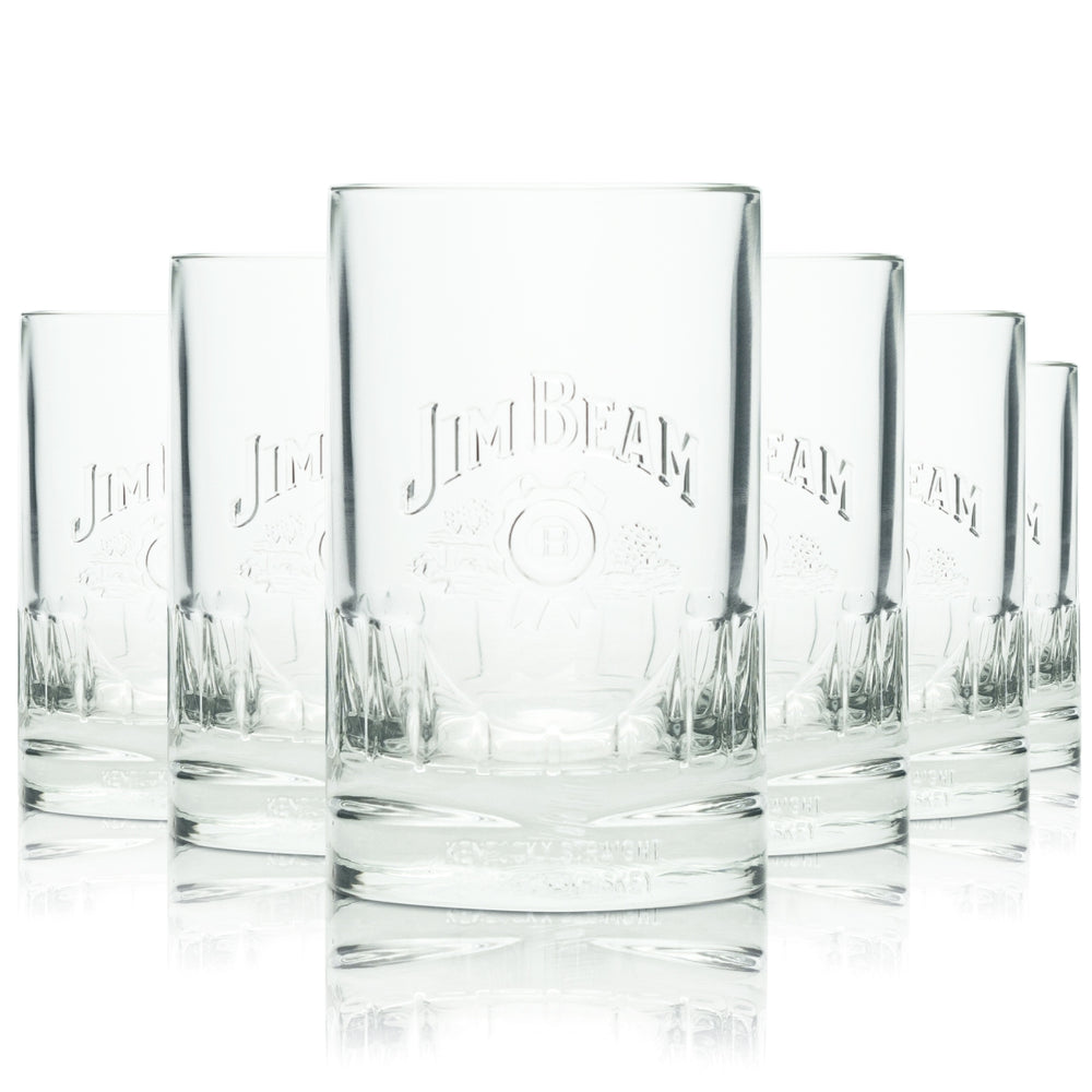 6 verres à whisky Jim Beam 0,2 l, verres à relief imprimé, rétro, rares, pour long drink