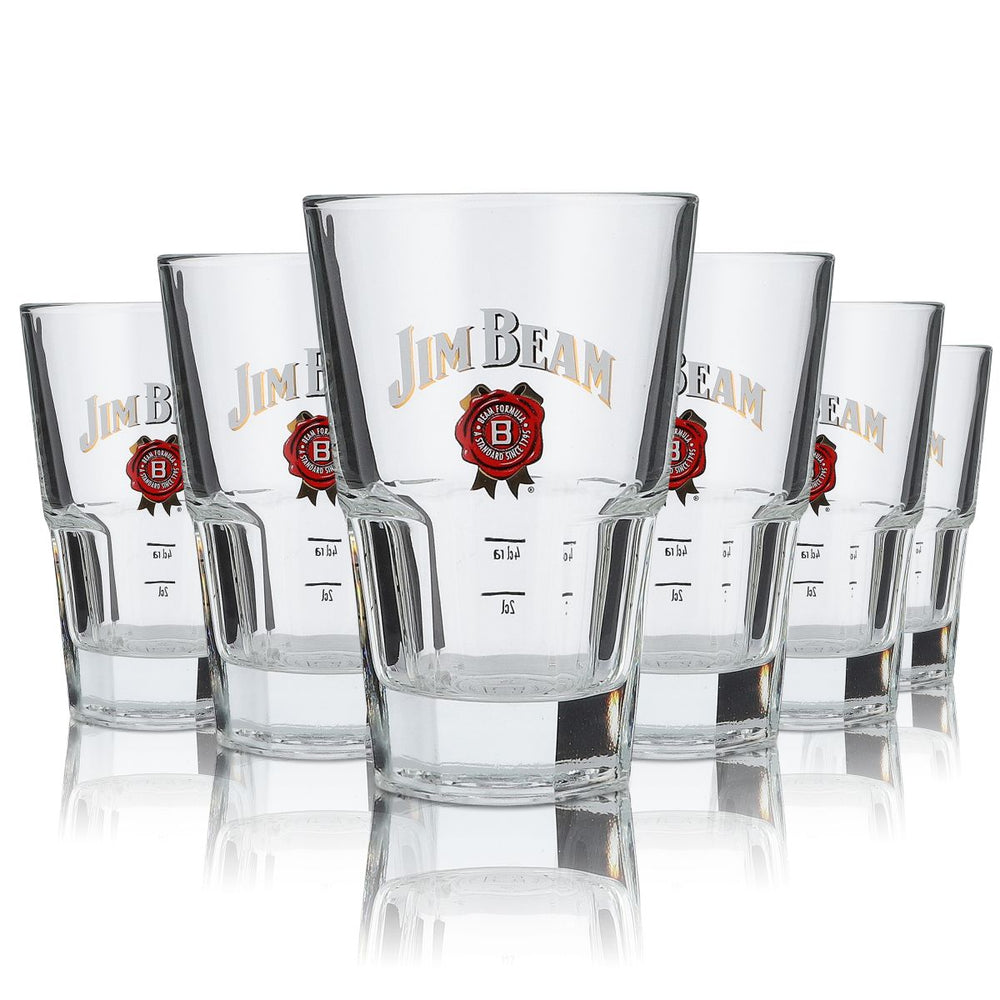 6 verres à whisky Jim Beam Verre à long drink Emblème rouge Signature au fond