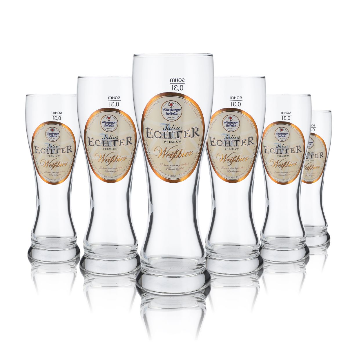 6 verres Julius Echter 0,3 l Verres à bière blanche Verres Hefeweizen Forêt-Noire GOLD