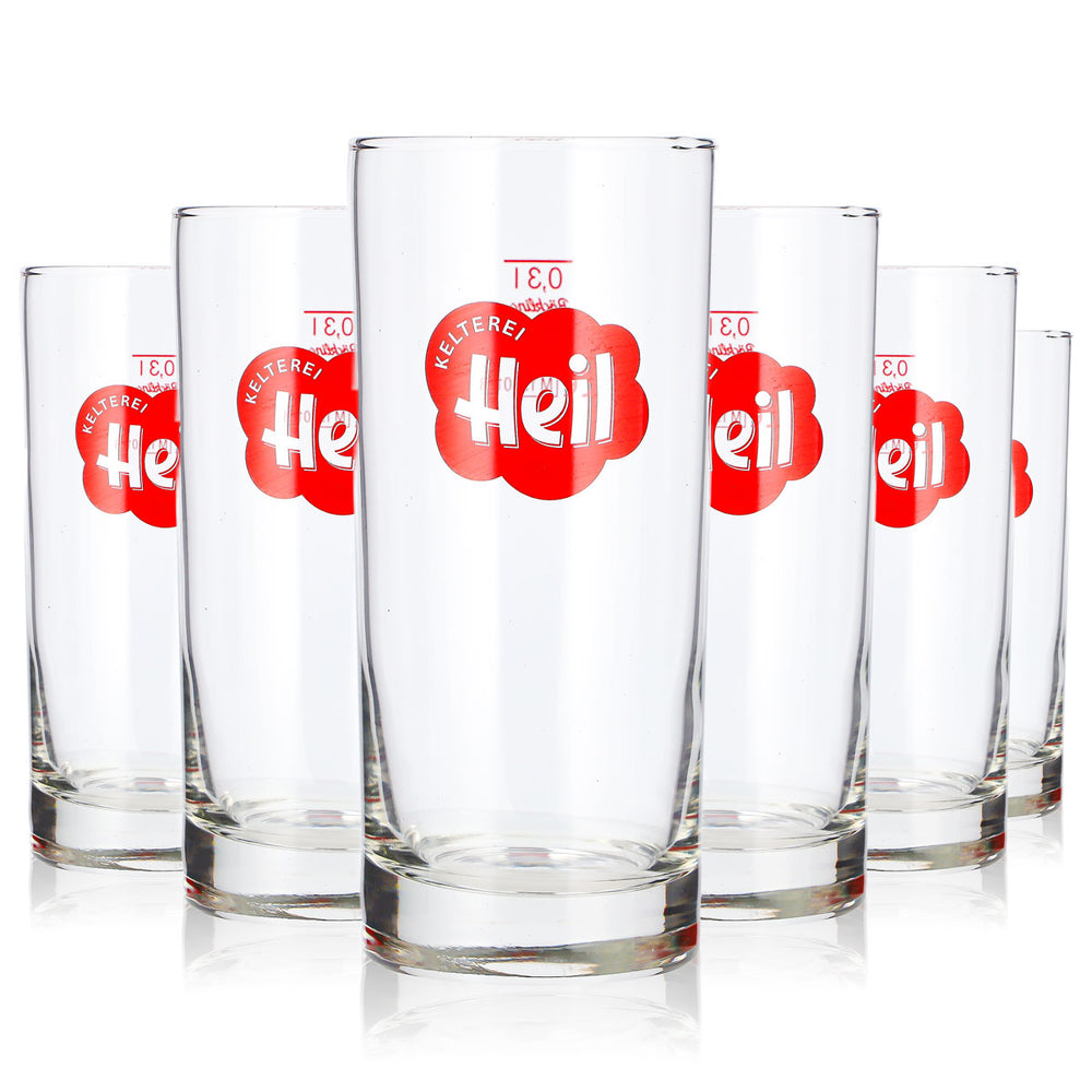 6 verres à cidre « Kelterei Heil » 0,3 l, format long drink, logo rouge Böckling (lot de 6)