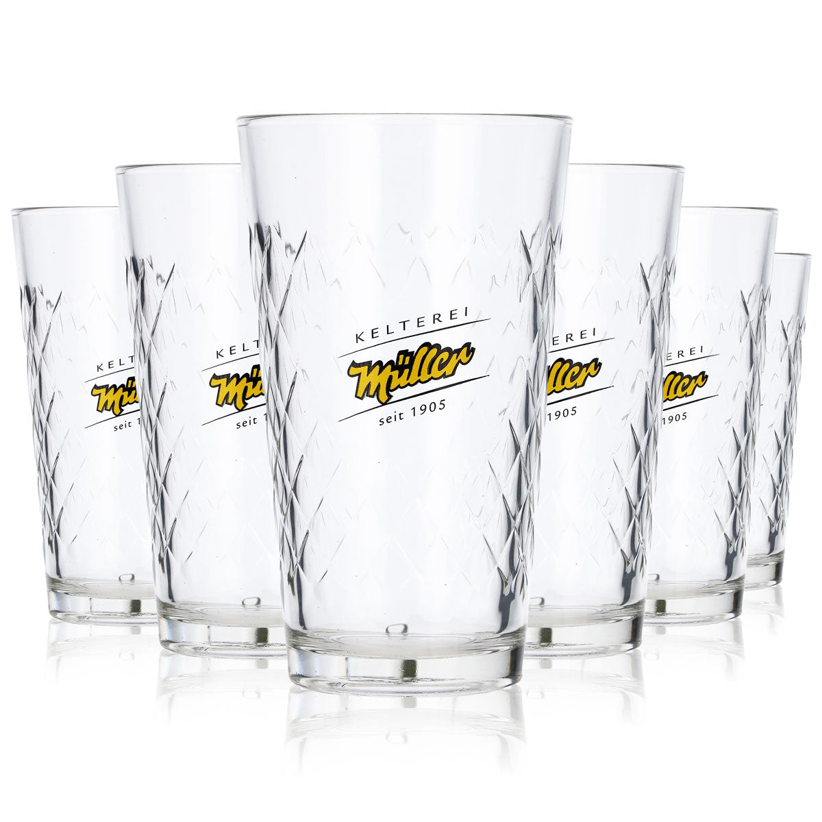 6x Verres à cidre Müller Glas 0,25 l, ensemble de verres à relief élégant