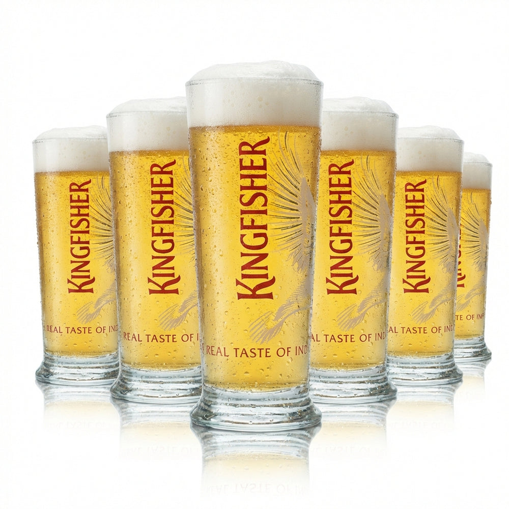 6 verres à bière Kingfisher Half Pint 0,25 l, forme tulipe, India Beer IPA