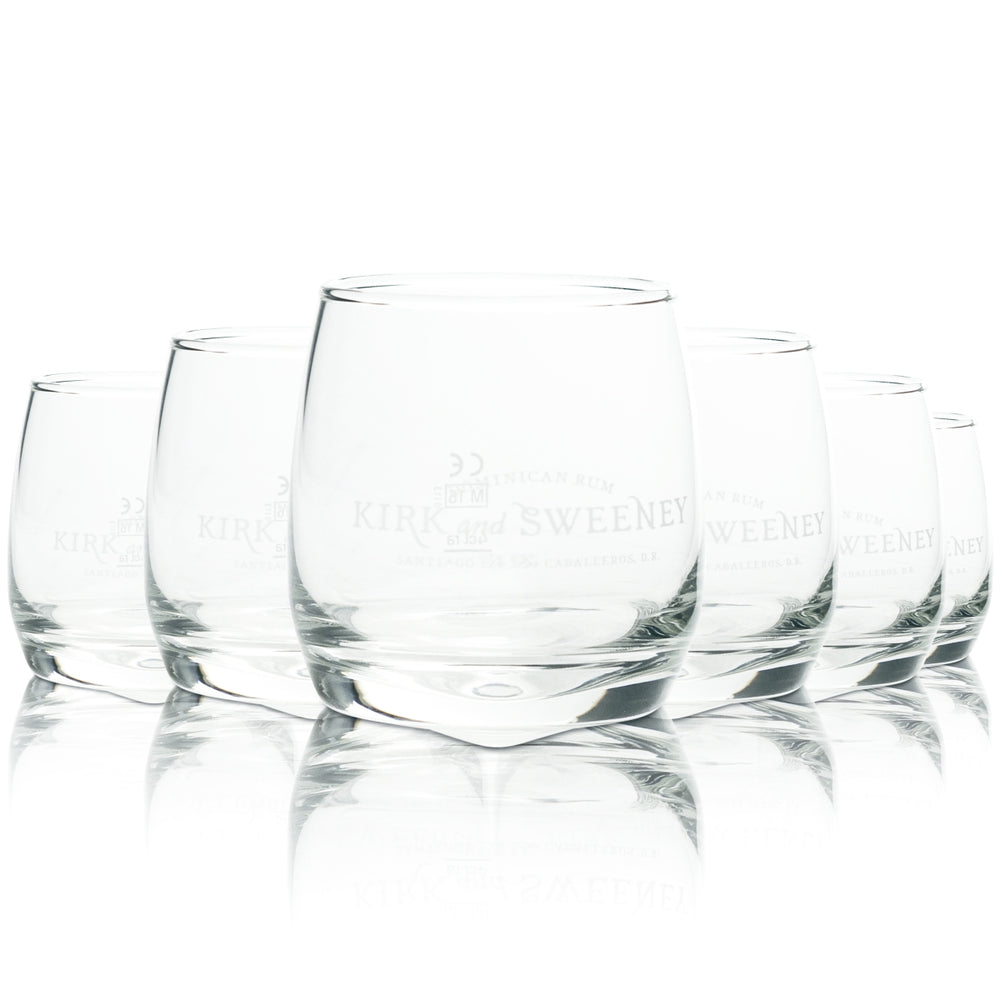 6 verres à rhum Kirk and Sweeney 0,27 l, verres à pied, verres à pied inclinables, verres à pied pivotants