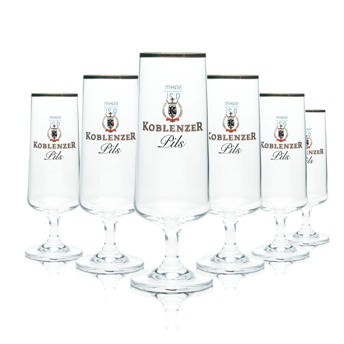 6 verres à bière de Coblence 0,2 l, forme tulipe, bord doré, verres Gastro Bar Pils – Vue 4