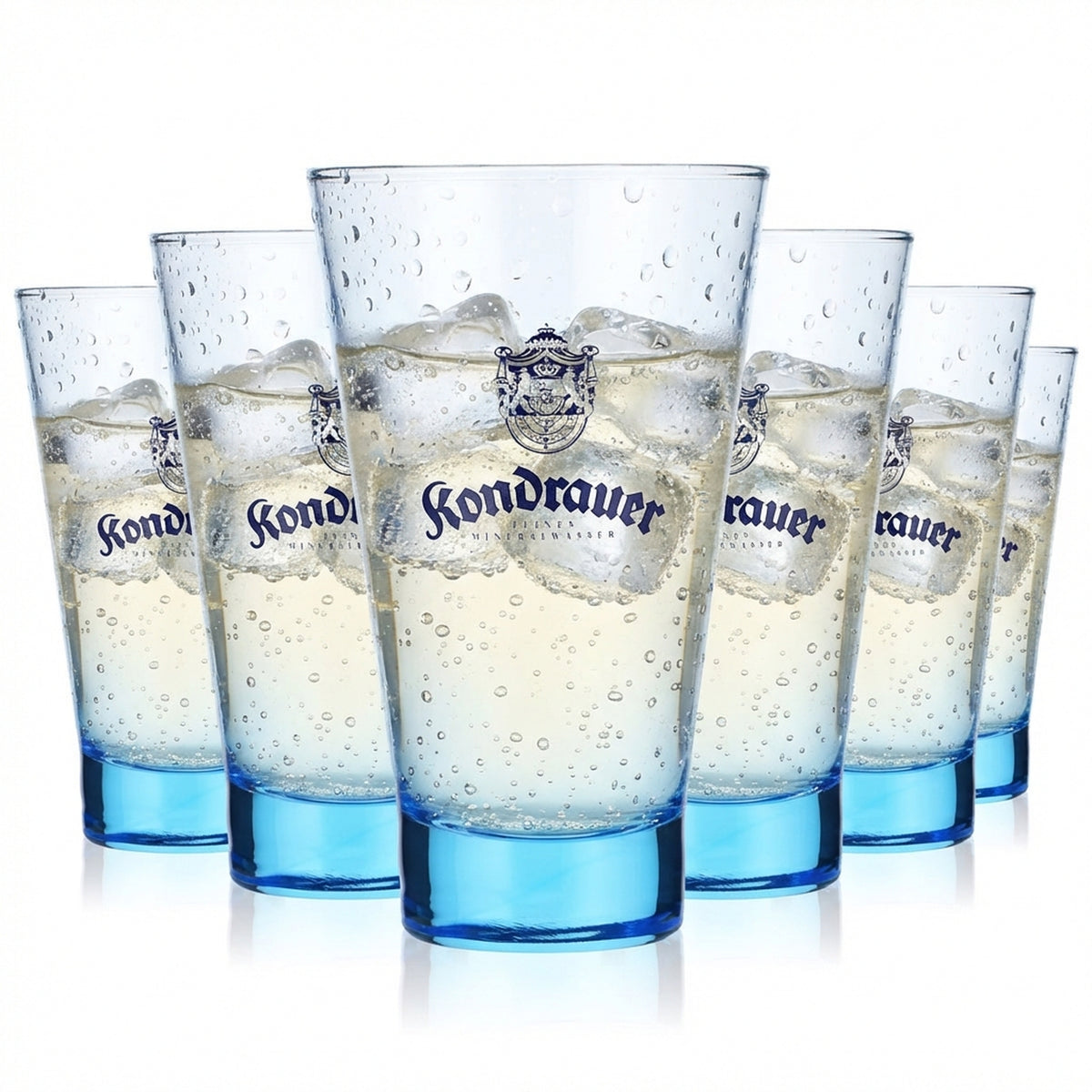 6x Kondrauer Wasser Verres à eau 0,36 l Gobelets Verre teinté bleu