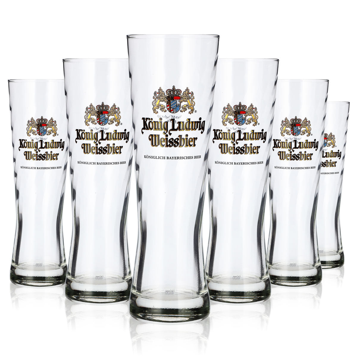 Lot de 6 verres à bière « König Ludwig » de 0,25 l, bière blanche, motif en relief « Rastal » (lot de 6)