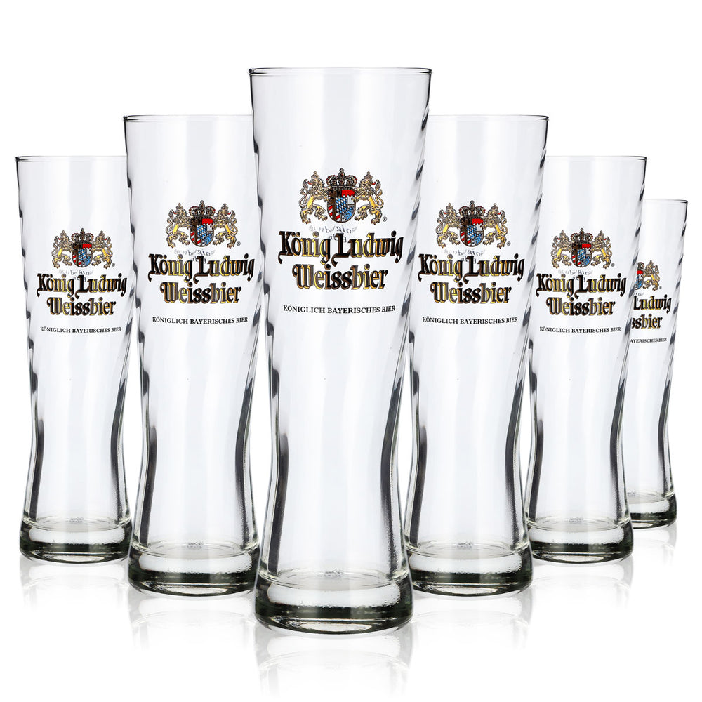 Lot de 6 verres à bière « König Ludwig » de 0,25 l, bière blanche, motif en relief « Rastal » (lot de 6)