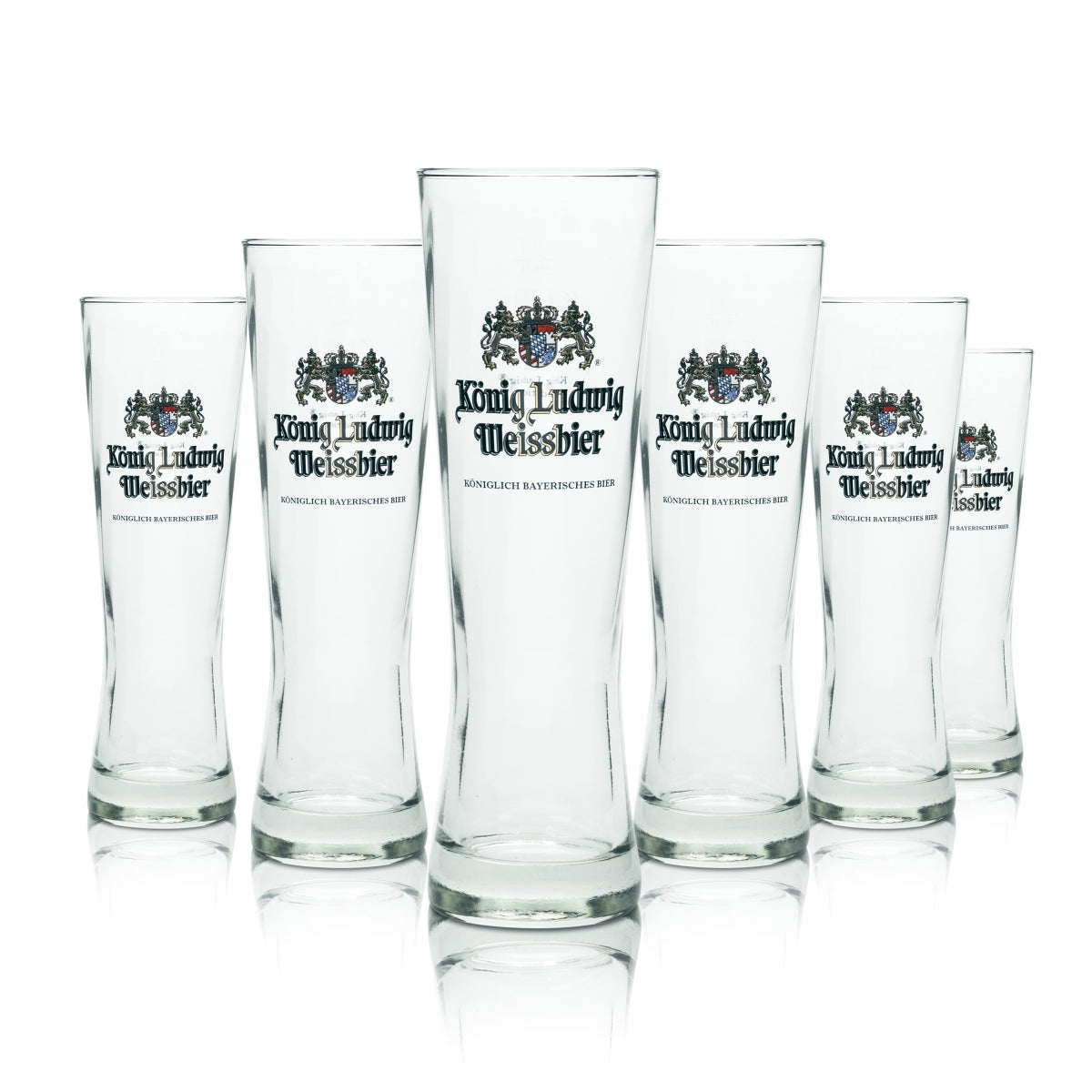 6 verres à bière König Ludwig 0,3 l, bière blanche, levure de blé, verres culot, calibrés pour la restauration
