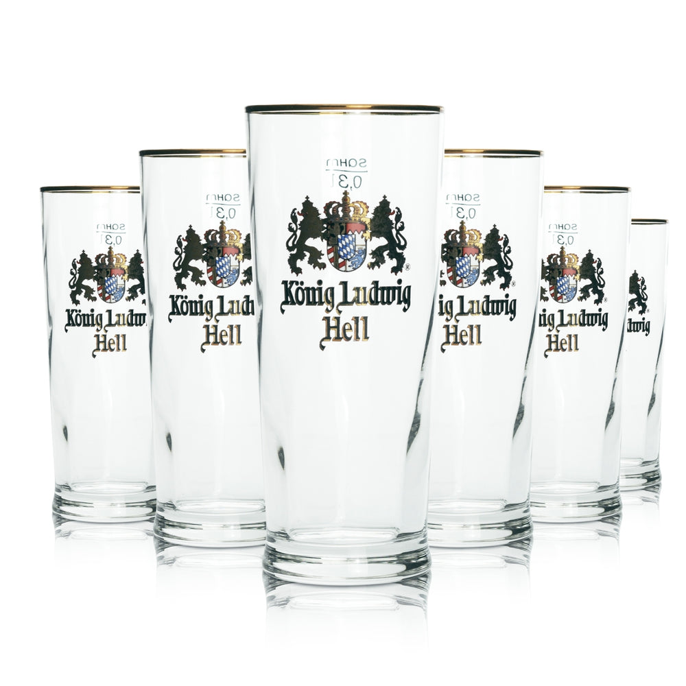 6 verres à bière tulipe König Ludwig avec bord doré, calibrés pour la restauration, pour bière blonde
