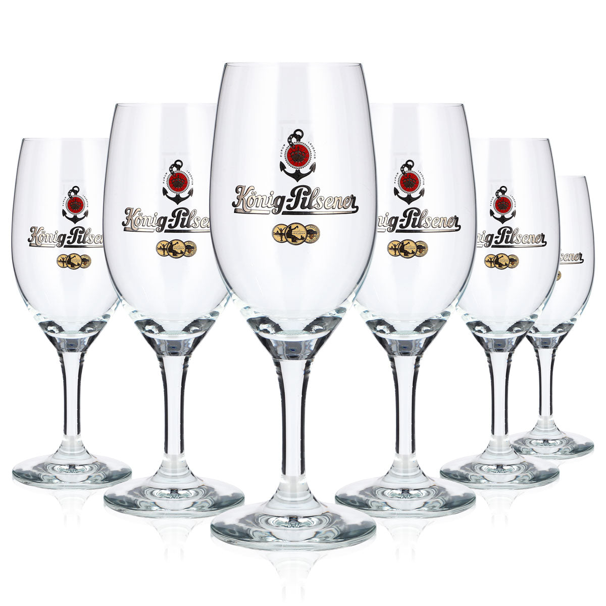 6 verres à bière König Pilsener de 0,25 l, forme tulipe, modèle Anker RC Pokal