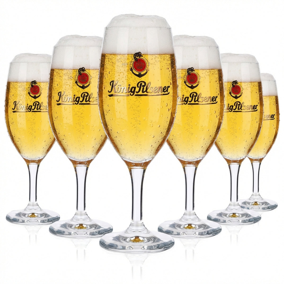 6 verres à bière König Pilsener en verre 0,3 l, forme gobelet, logo Anker Köpi