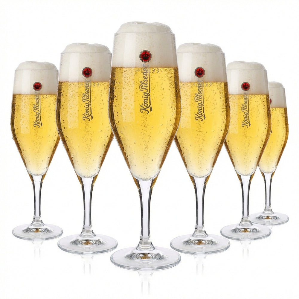 6 verres à bière König Pilsner, verres à pied, 0,25 l, verres à bière tulipe