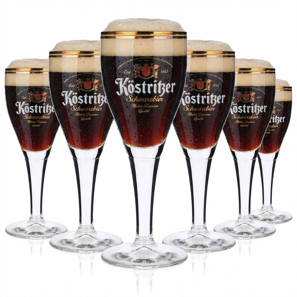 6 verres à bière Köstritzer 0,2 l « Schwarzbier » à double bord doré