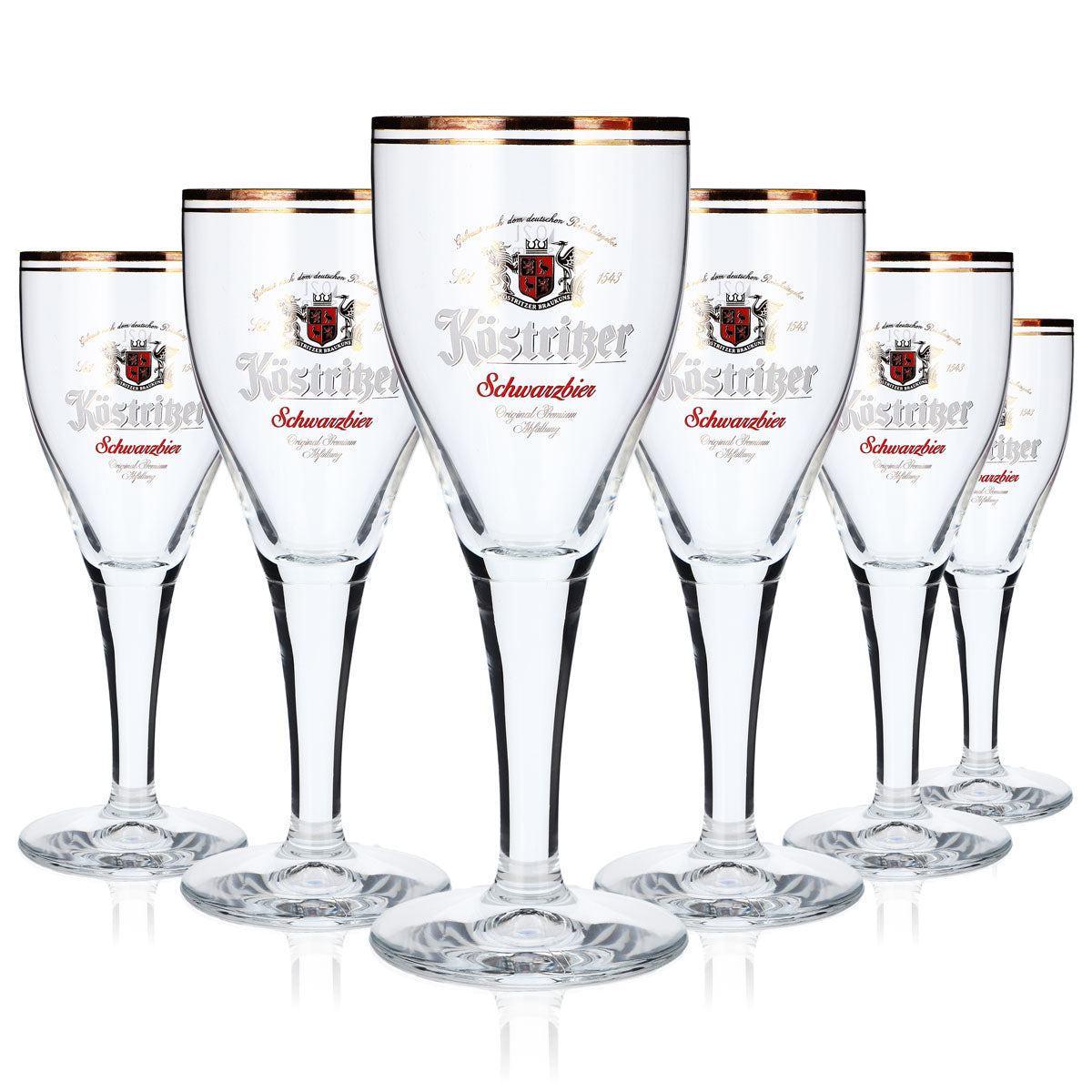 6 verres à bière Köstritzer 0,2 l, forme calice, inscription rouge « Schwarzbier » – Vue 5