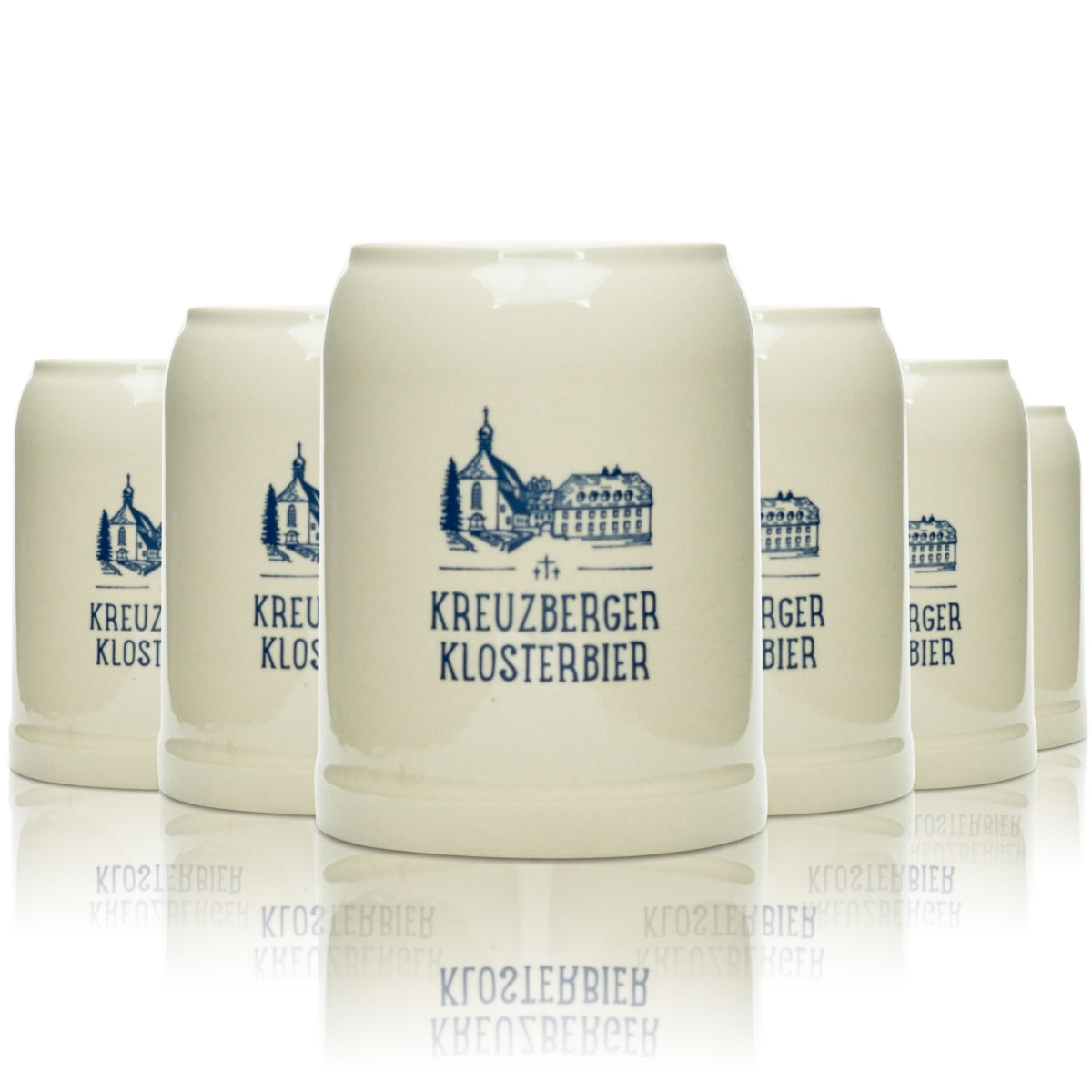 6 chopes à bière Kreuzberger Klosterbräu 0,5 l en grès avec anse