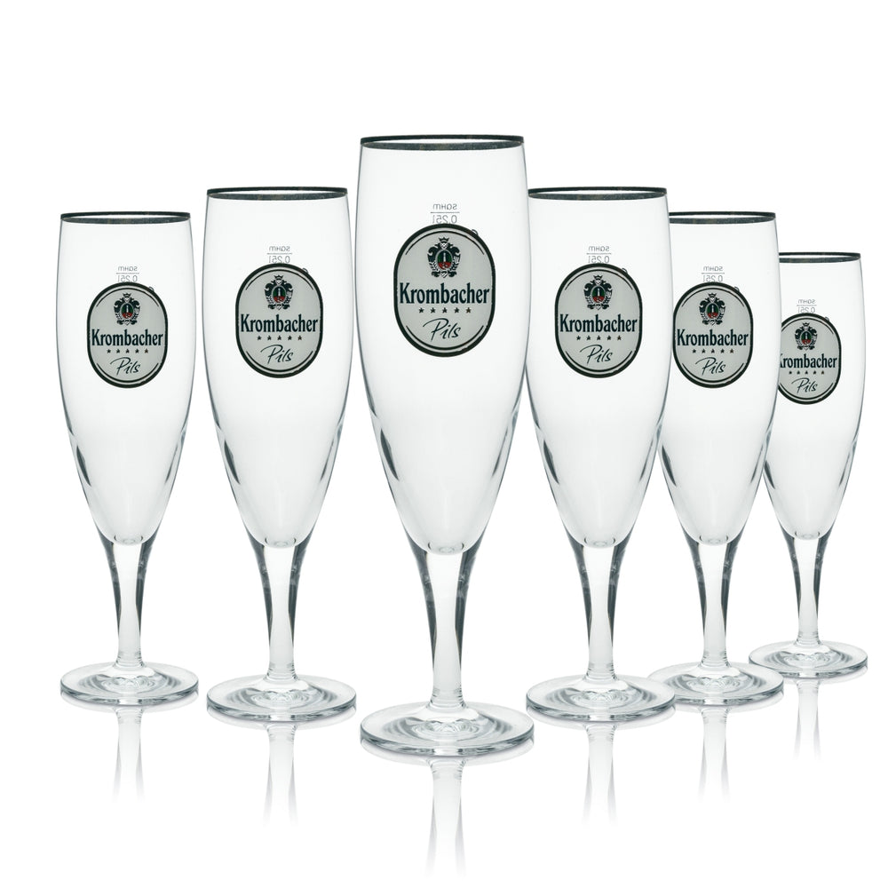 6 verres à bière Krombacher 0,25 l, coupe exclusive Sahm
