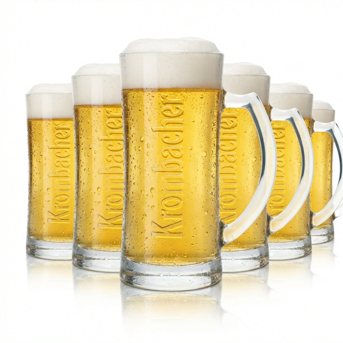 6 verres à bière Krombacher 0,4 l, chope exclusive Seidel Rastal Relief avec anse