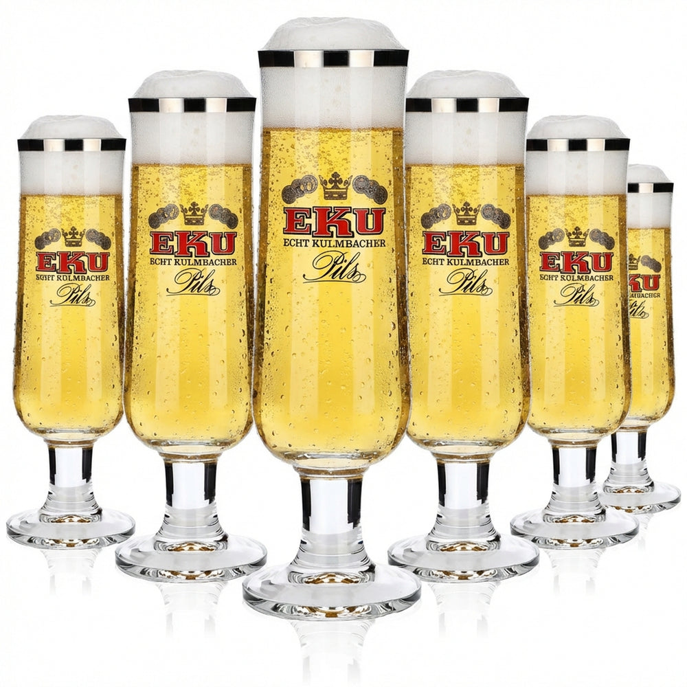 6 verres à bière Kulmbacher Reichelbräu 0,3 l, design coupe, lot de verres EKU Pils Brauerei