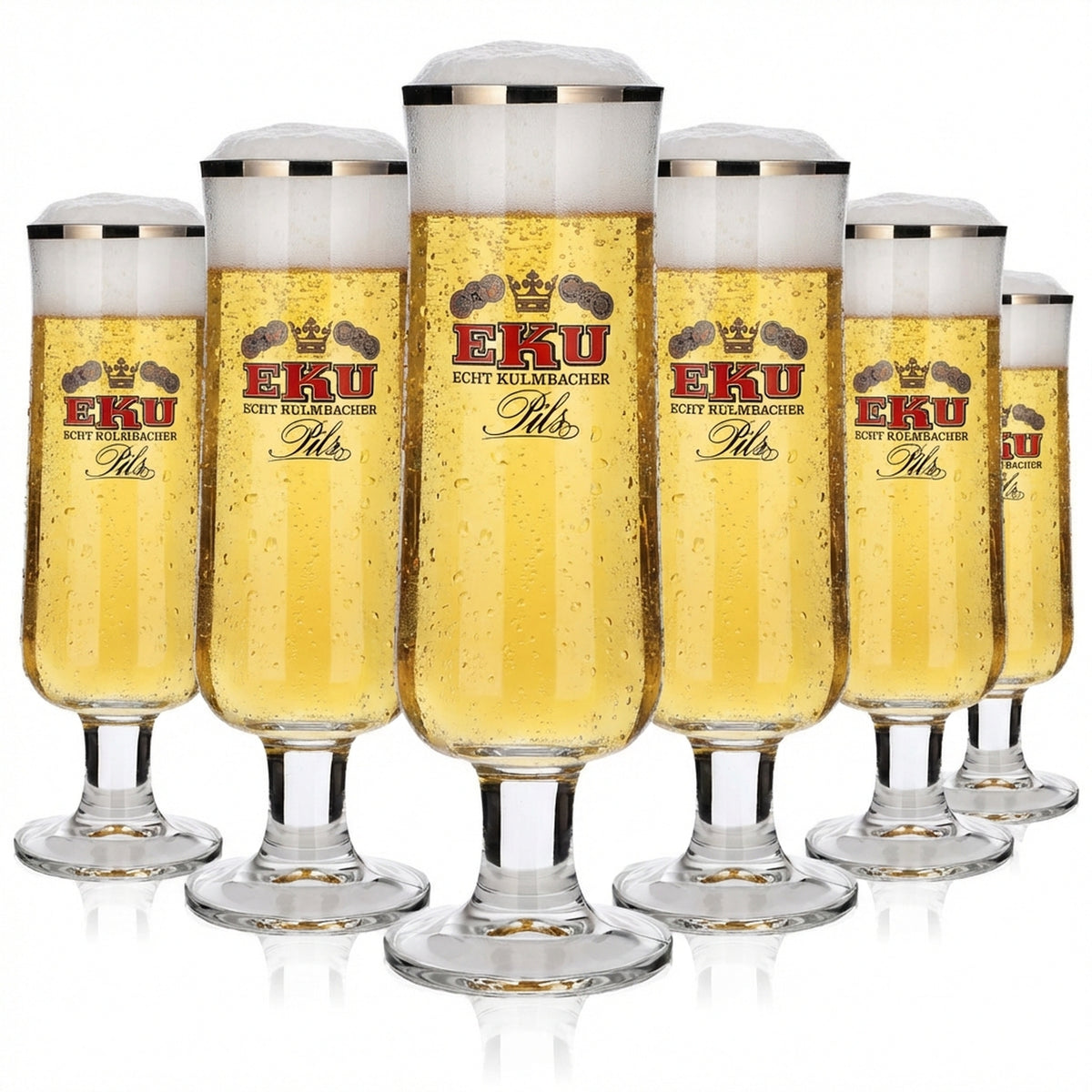 6 verres à bière Kulmbacher Reichelbräu 0,4 l, design coupe, lot de verres EKU Pils Brauerei