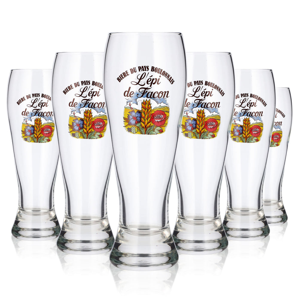 6 verres à bière L'Épi de Facon, 0,25 l, verres à bière de blé