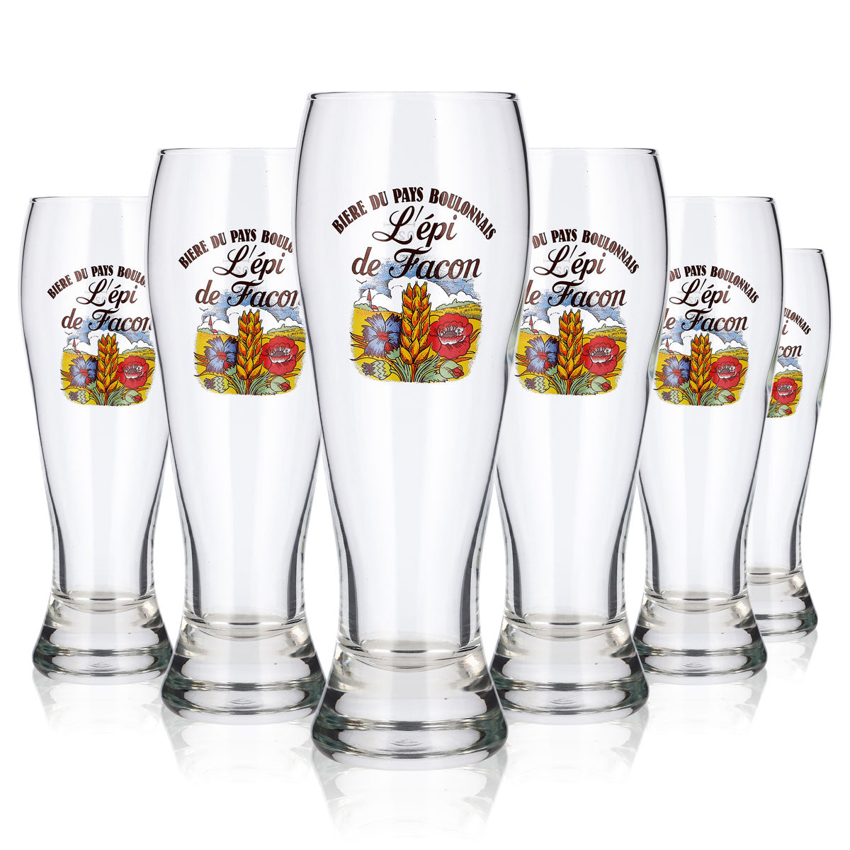 6 verres à bière L'Épi de Facon, 0,25 l, verres à bière de blé