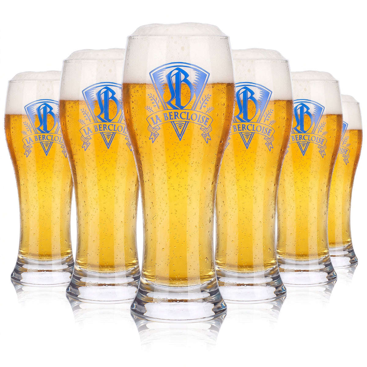6 verres à bière « La Bercloise » de 0,25 l, verres à bière de blé de la brasserie Durobor (lot de 6)