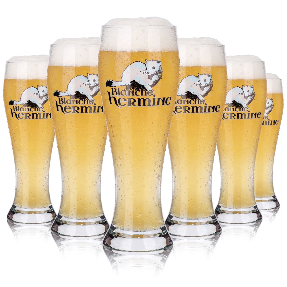 6 verres à bière Lancelot de 25 cl + 1 coupe Blanche Hermine de 33 cl