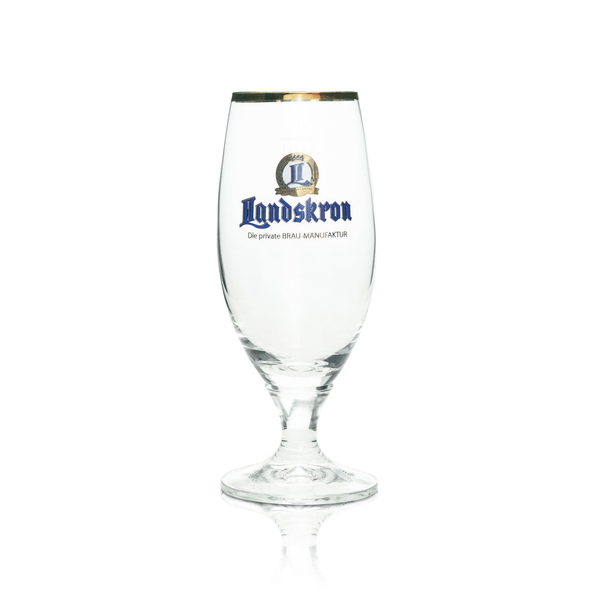 6 verres à bière Landskron 0,25 l avec logo bleu et doré et bord doré – Vue 2