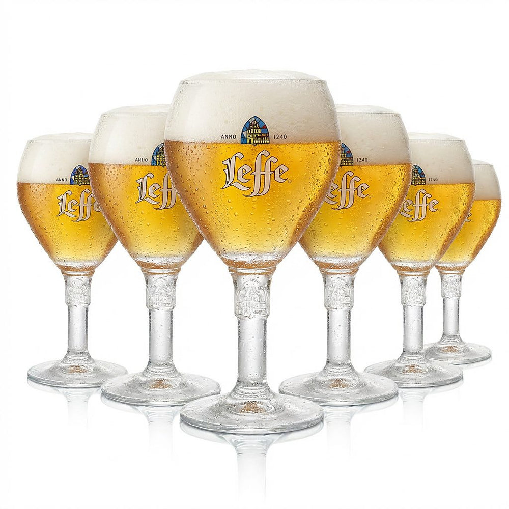 6 verres à bière Leffe 0,33 l – Verres à pied design Coupe Verres à bière belge Blonde Brown