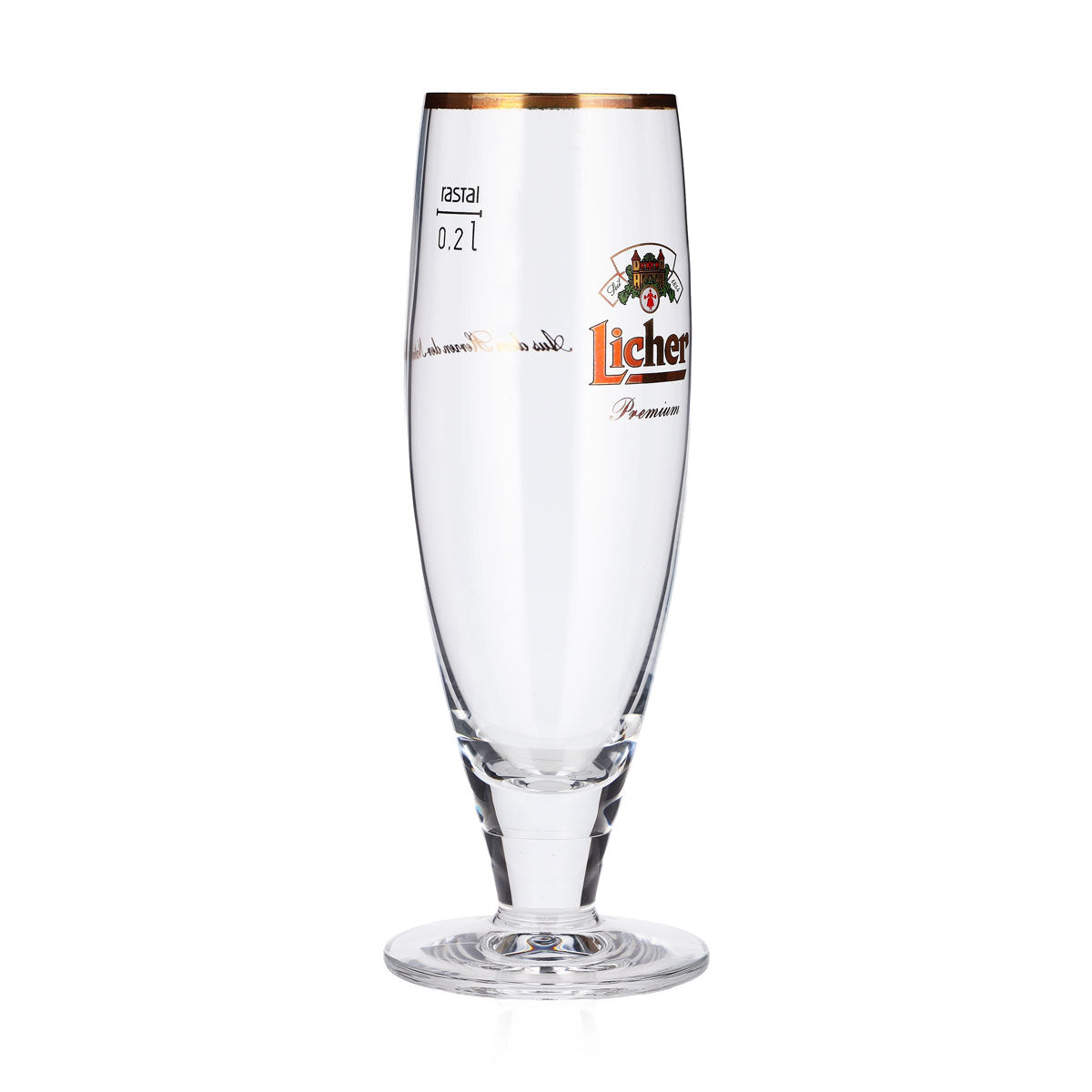 6 verres à bière Licher de 0,2 l, modèle « Pokal », gamme Premium, bord doré, motif Rastal – Vue 3