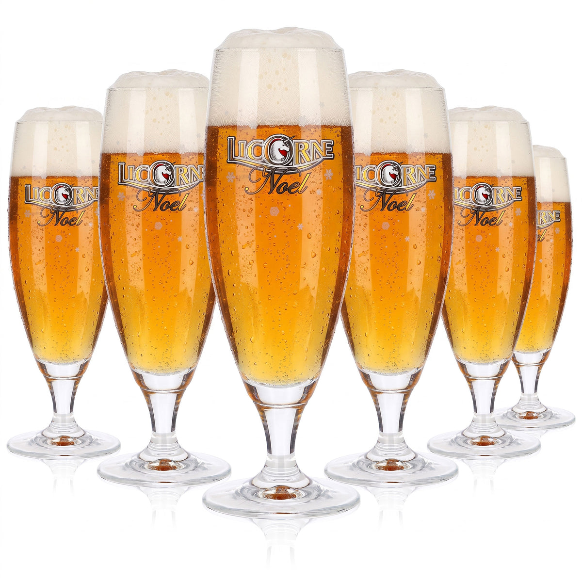 6 verres à bière « Licorne Noël » de 0,25 l, verres à pied avec logo Noël et flocon de neige (lot de 6)
