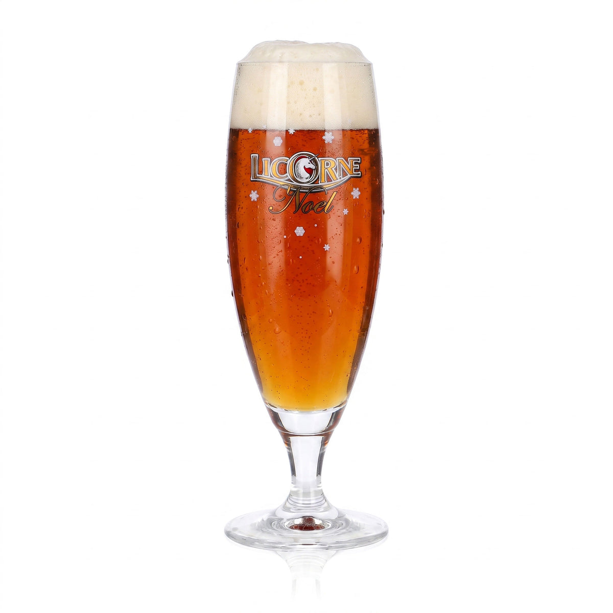 6 verres à bière « Licorne Noël » de 0,25 l, verres à pied avec logo Noël et flocon de neige (lot de 6) – Vue 2