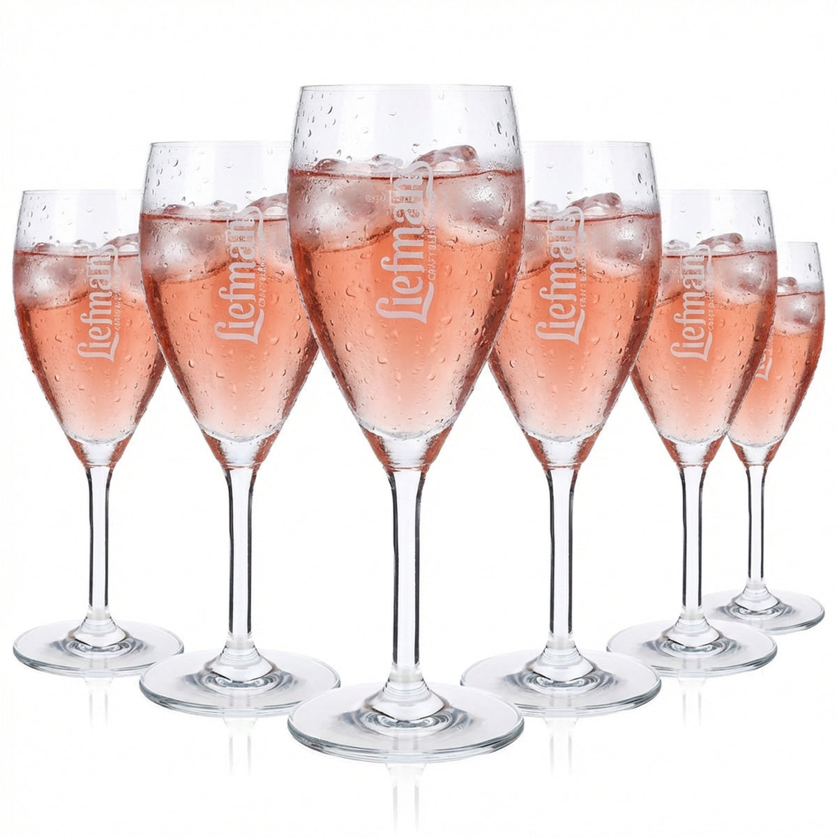 6 verres à bière Liefmans 0,25 l, forme calice, logo blanc vertical